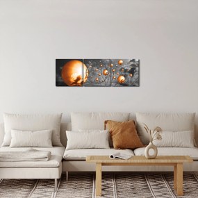 Tabloul bilelor portocalii abstarcte (cu ceas) (90x30 cm)