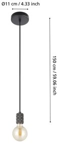 Lustră pe cablu YORTH 1xE27/40W/230V neagră Eglo 43801