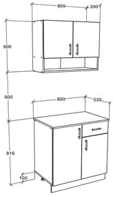 Set haaus Berna, Antracit/Alb, L 80 cm