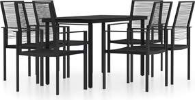 vidaXL Set de servit masa pentru grădină, 7 piese, negru