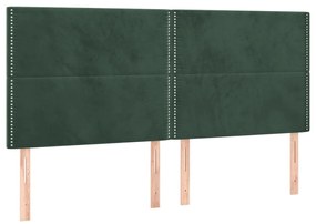 Cadru de pat cu tablie, verde inchis, 160x200 cm, catifea Verde inchis, 160 x 200 cm, Culoare unica si cuie de tapiterie