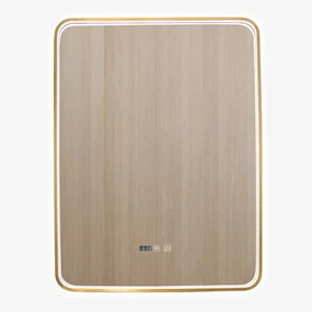 Oglindă LED Dreptunghiulară (60x80 cm), Lumină Rece, Intensitate Reglabilă, Funcție Dezaburire, Ceas (Timer) și Termometru, Ramă Aluminiu, Control Tactil (Touch)