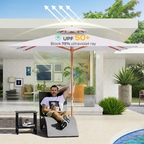 Outsunny Umbrelă de Grădină cu Sistem cu Coardă și Parasolar cu 2 Niveluri, 300x300x297 cm, Gri | Aosom Romania