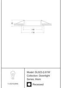 Spot incastrabil de tavan/plafon directionabil 30° Atom MYDL023-2-01W