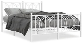 376194 vidaXL Cadru de pat metalic cu tăblie, alb, 135x190 cm