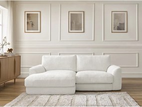 Colțar alb cu tapițerie din chenille (cu colț pe partea stângă/cu șezlong) Leonore – Bobochic Paris