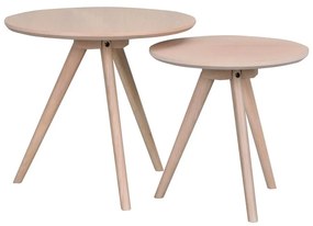 Măsuțe auxiliare 2 buc. rotunde din lemn masiv de stejar ø 50 cm Yumi – Rowico