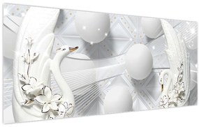 Tablou - Lebăda de aur pe apă (120x50 cm)