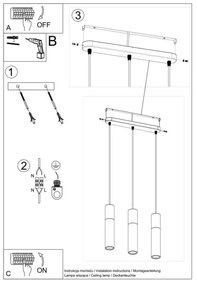 Lustră pe cablu PABLO 3xGU10/40W/230V negru