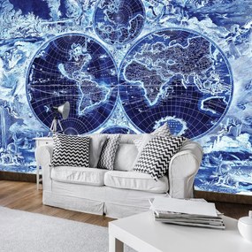 Fototapet - Harta lumii- albastru marinar (254x184 cm), în 8 de alte dimensiuni noi