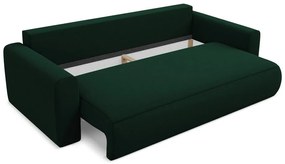 Canapea verde extensibilă/cu spațiu de depozitare cu tapițerie din catifea 238 cm Kapua – Makamii