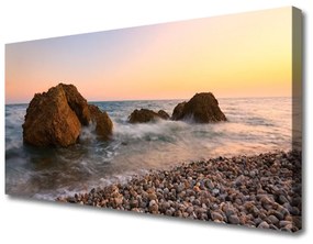 Tablou pe panza canvas Rock pietre Marea Peisaj Maro Gri Albastru