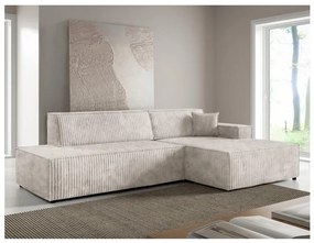 Canapea colțar extensibilă TERAMO în formă de L, cu spațiu de depozitare, partea dreaptă, bej