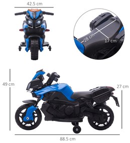 HOMCOM Motocicletă Electrică pentru Copii 18-48 Luni Faruri Claxon Viteză 3km/h Albastru | Aosom Romania