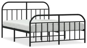 353652 vidaXL Cadru pat metalic cu tăblie de cap/picioare, negru, 135x190 cm