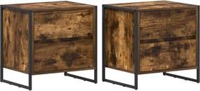 vidaXL Noptieră 2 pcs Stejar fumuriu 50 x 39.5 x 50 cm Lemn compozit