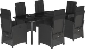 vidaXL Set mobilier de grădină cu perne, 7 piese, negru, poliratan
