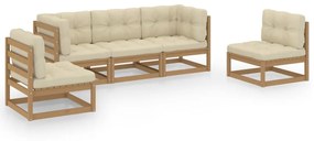 3076442 vidaXL Set mobilier de grădină cu perne, 5 piese, lemn masiv pin