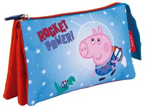 Purcelușa Peppa Rocket Penar cu 3 compartimente 21 cm