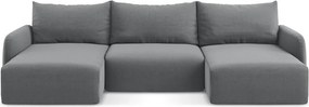 Colțar gri extensibil/cu spațiu de depozitare cu tapițerie din catifea (în formă de "U") Kalena – Makamii