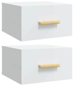 Noptiere de perete, 2 buc., alb extralucios, 35x35x20 cm 2, Alb foarte lucios