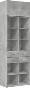 vidaXL Dulap de depozitare, gri beton, 70x42,5x225 cm, lemn prelucrat