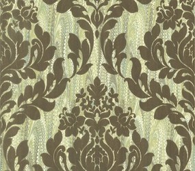 Tapet Faversham, Moss Green Luxury Flock, 1838 Wallcoverings, 5.3mp / rola