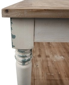Masă de prezentare shabby chic, cu finisaj alb antichizat, Clarisse, 180x70x85 cm