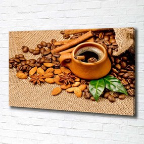 Tablou pe pânză canvas Boabe de cafea și ceașcă