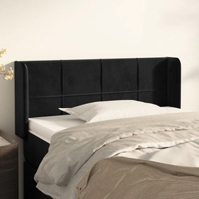 Tablie de pat cu aripioare negru 103x16x78 88 cm catifea 1, Negru, 103 x 16 x 78 88 cm