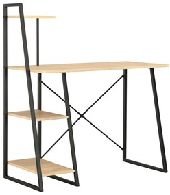 vidaXL Birou cu rafturi, negru și stejar, 102 x 50 x 117 cm