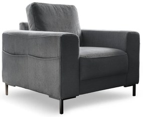 Fotoliu gri închis cu tapițerie din catifea reiată Lofty Lilly – Miuform