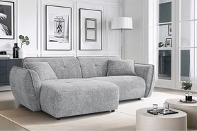 Colțar gri deschis cu tapițerie din chenille (cu colț pe partea stângă/cu șezlong) Nelia – Ropez