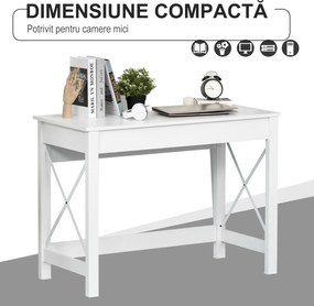 HOMCOM, Birou de Studiu, Stil Modern, MDF, Metal, 105x50x76 cm, Alb | Aosom Romania