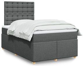 vidaXL Pat box spring cu saltea, gri închis, 120x200 cm, textil