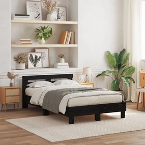 vidaXL Cadru de pat din stejar Stejar negru Lemn ingineresc 135 x 190 cm