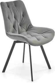 Scaun pivotant K519, gri, stofa catifelata/metal, 54x63x86 cm
