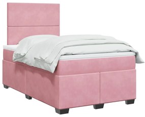 vidaXL Pat box spring cu saltea, negru, 120x190 cm, catifea