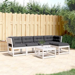 3217011 vidaXL Set canapele de grădină cu perne 5 piese alb lemn masiv de pin
