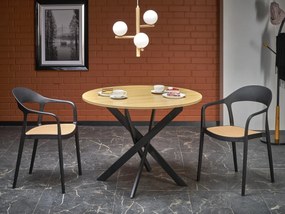 Masă de sufragerie Edgaro (stejar auriu + negru) (pentru 4 persoane). 1092382
