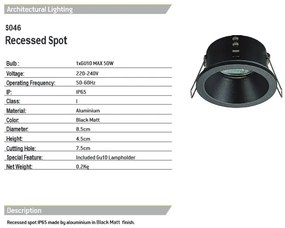 Spot incastrabil pentru baie IP65 Veli negru