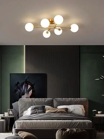 Lustra LED Pendul Elit's Imala Premium , 6 Abajururi, bec G9 Gold