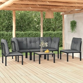 3187737 vidaXL Set mobilier de grădină, 6 piese, negru și gri, poliratan