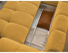 Colțar galben muștar extensibil/cu spațiu de depozitare cu tapițerie din chenille (cu colț pe partea stângă/în formă de ”L”) Everest – Bobochic Paris