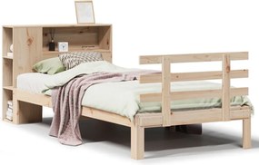 vidaXL Pat cu bibliotecă fără saltea, 75x190 cm, lemn masiv de pin