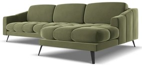 Colțar verde cu tapițerie din catifea (cu colț pe partea dreaptă) Nalu – Makamii