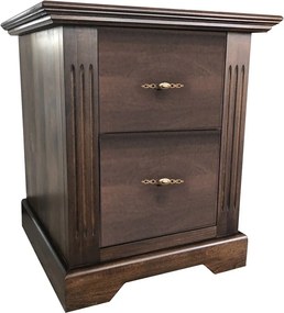 Noptieră lemn masiv nuc Preston 2 sertare, 50 × 39.5 × 51.5 cm