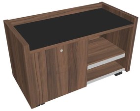 Comodă mobilă Verno 100 x 50 cm cu sticlă, stânga, nuc / negru
