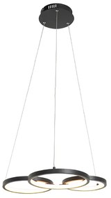Lampă suspendată neagră incluzând LED cu dimmer în 3 trepte cu 3 lumini - Rondas