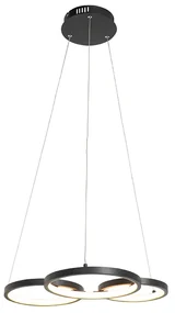 Lampă suspendată neagră incluzând LED cu dimmer în 3 trepte cu 3 lumini - Rondas